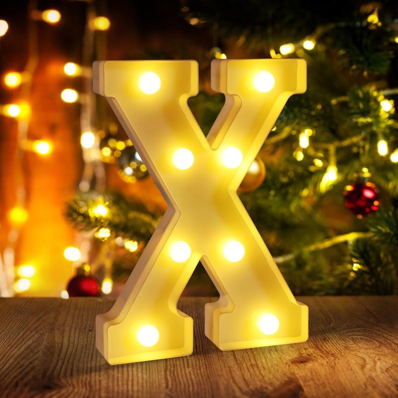 Funsky Light Up Letters X,LED Sign Marquee Letters 26 Alphabet for Party Birthday Name,Wedding,Christmas Decorations,Personalized Name Sign Letter for Centerpieces Table and Wall Decor - Image 1